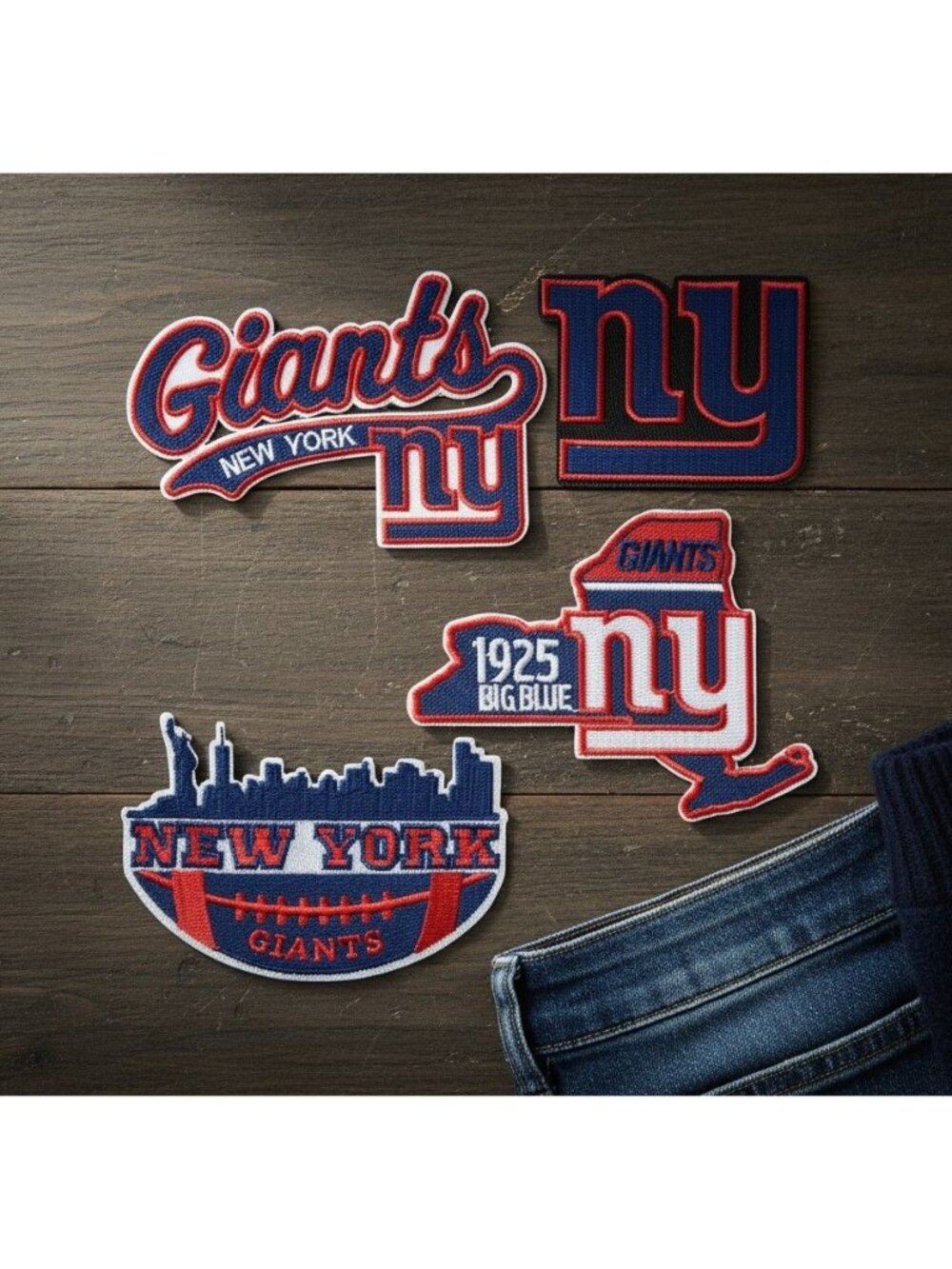 4pcs of New York Giants Embroidered 3in Iron On Patches